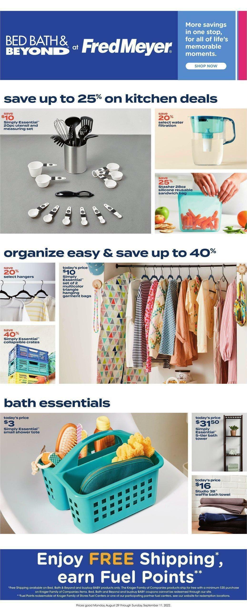 Fred Meyer Bed, Bath & Beyond Weekly Ad from August 29