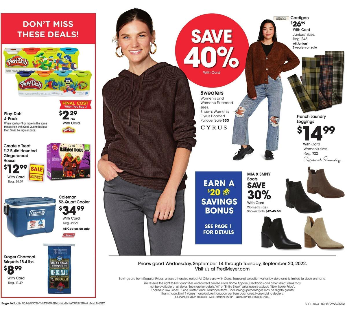 Fred Meyer General Merchandise Weekly Ad from September 14