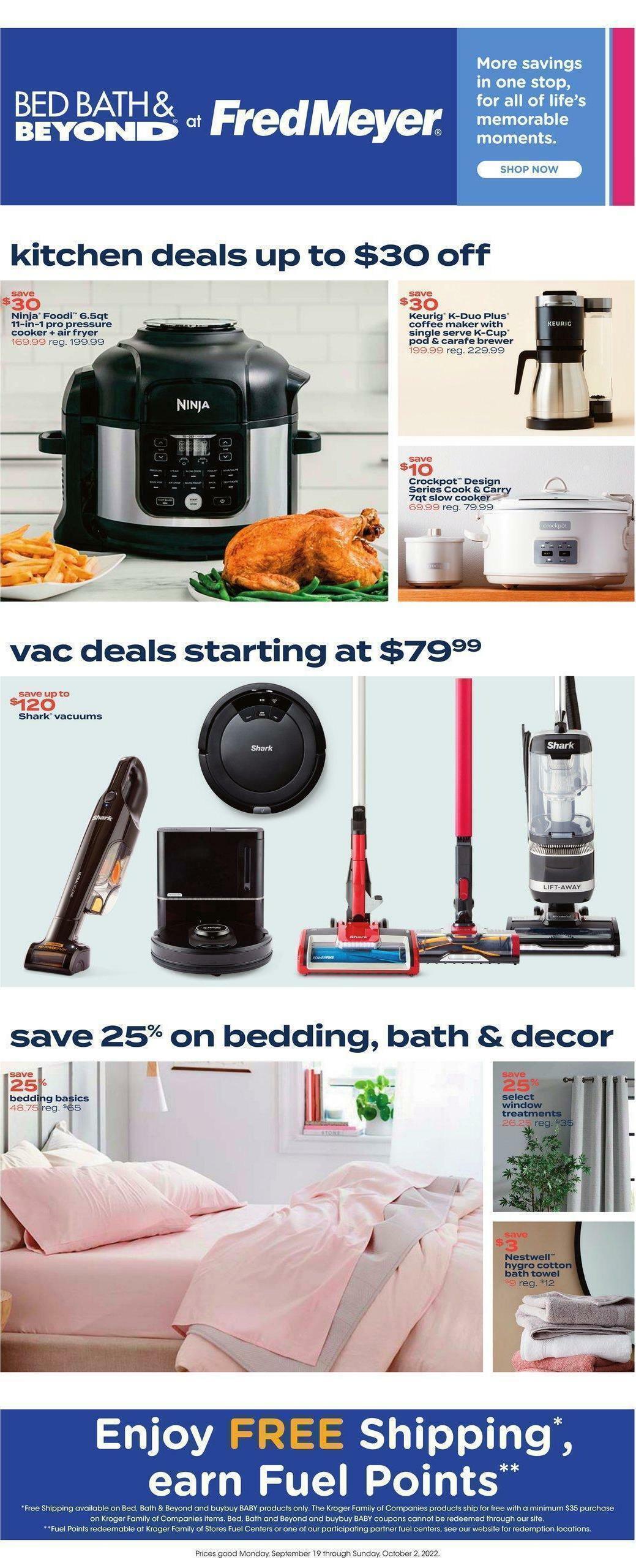 Fred Meyer Bed, Bath & Beyond Weekly Ad from September 19