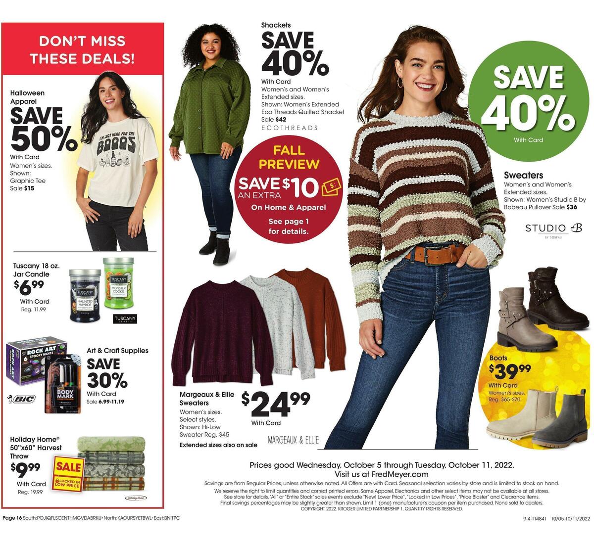 Fred Meyer General Merchandise Weekly Ad from October 5