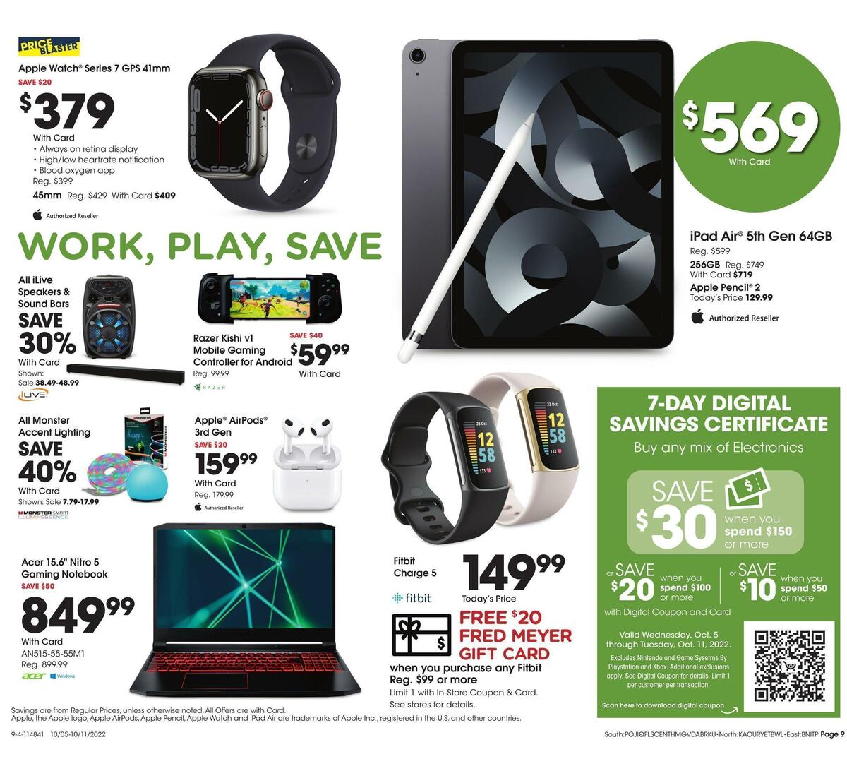 Fred Meyer General Merchandise Weekly Ad from October 5