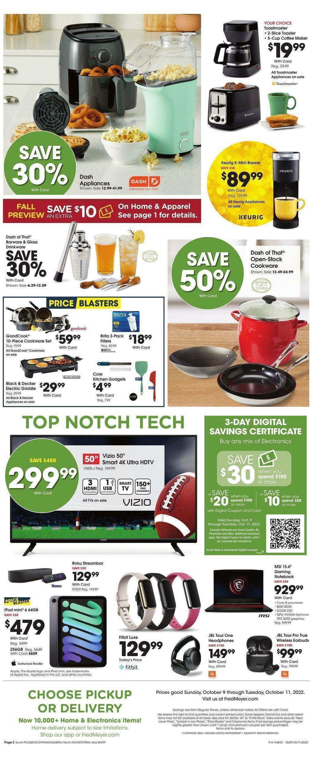 Fred Meyer 3-Day Sale Weekly Ad from October 9