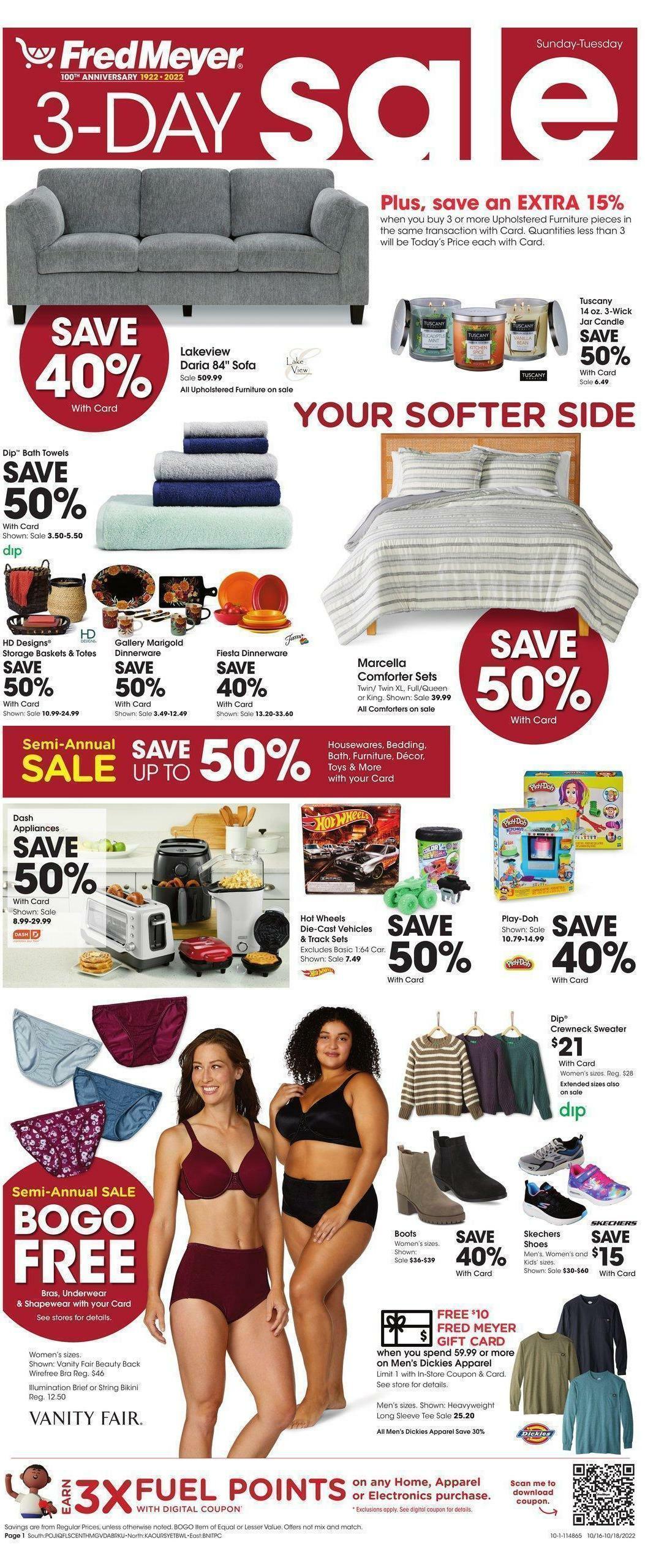 Fred Meyer 3-Day Sale Weekly Ad from October 16