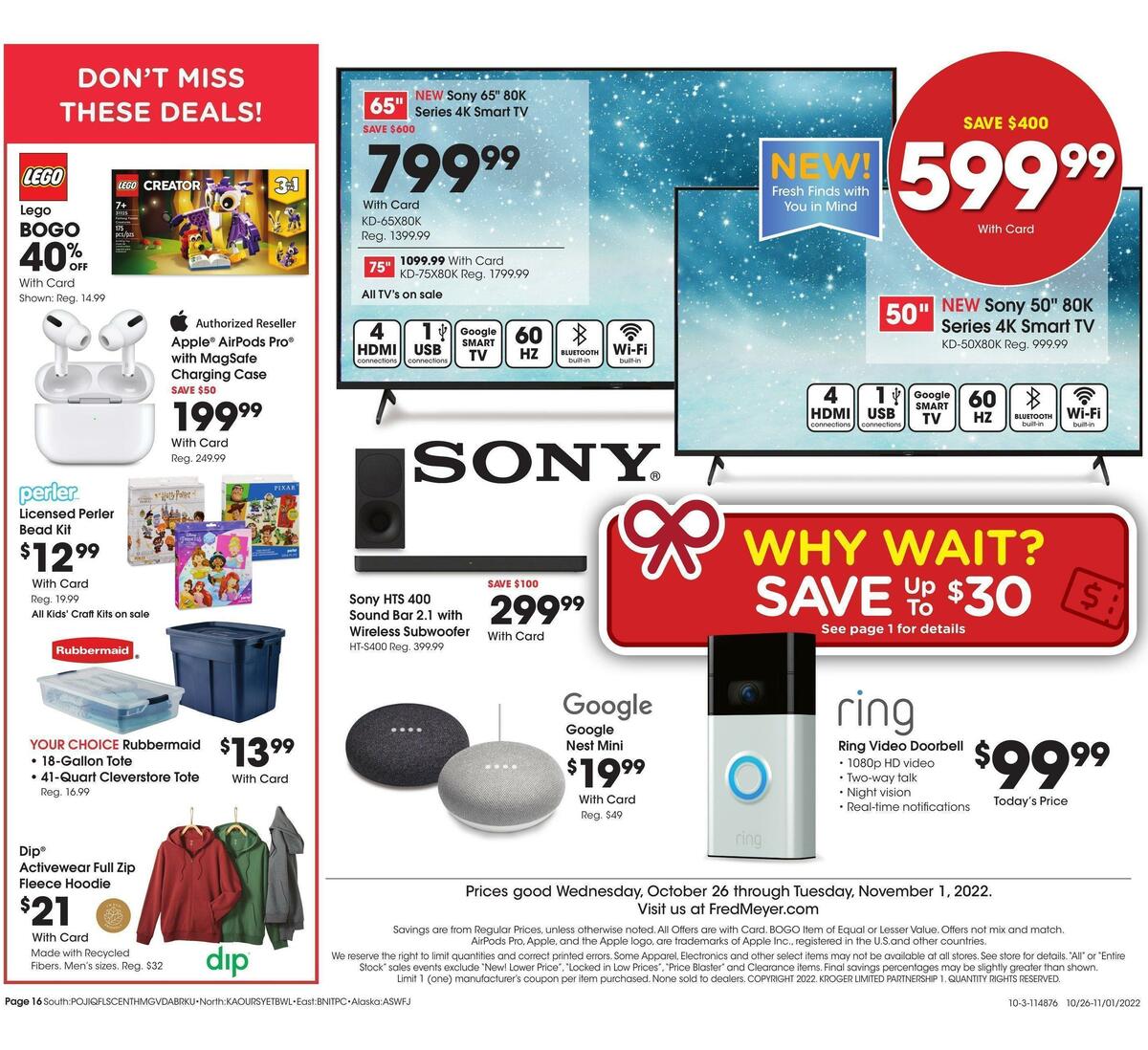 Fred Meyer General Merchandise Weekly Ad from October 26