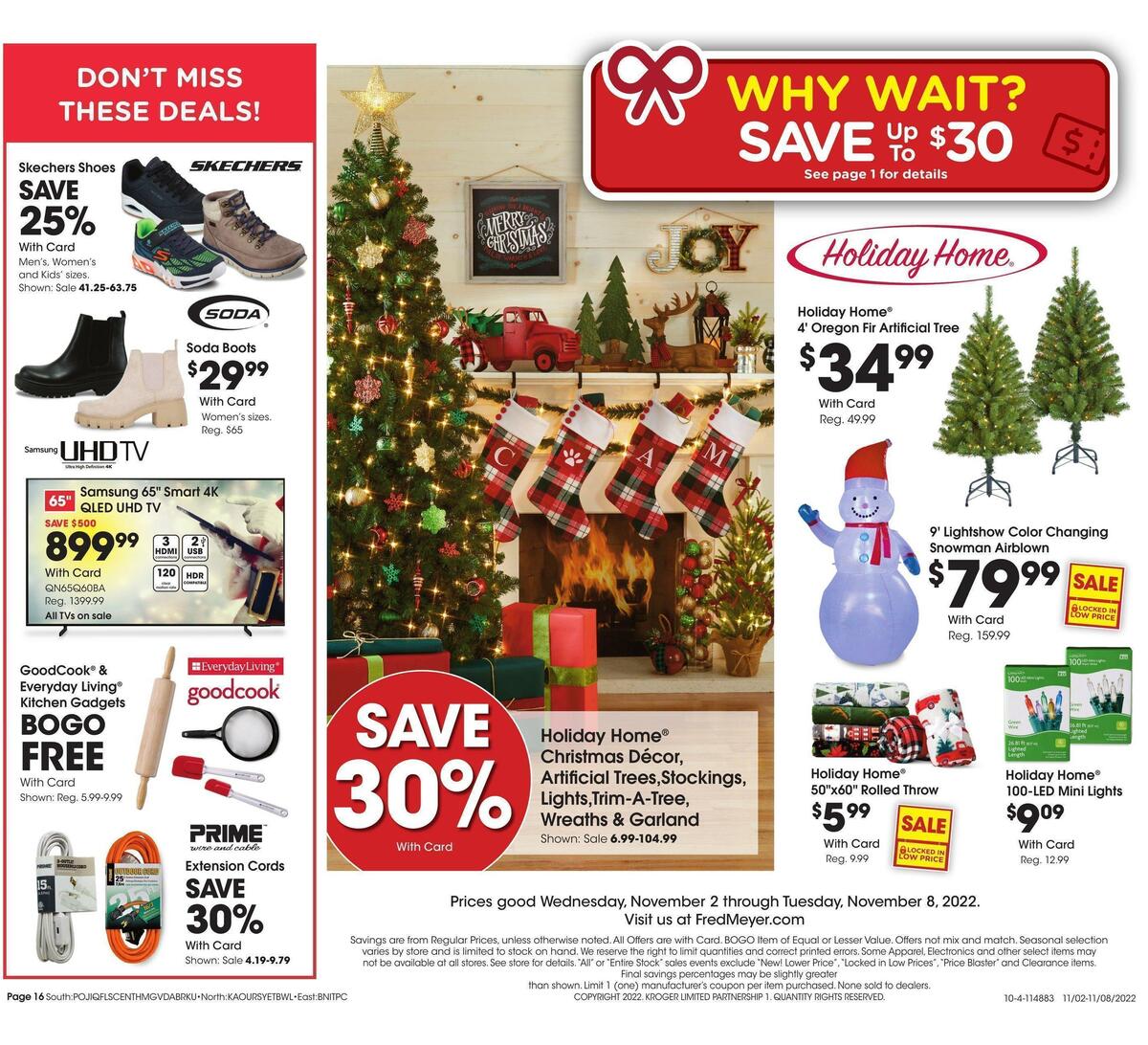 Fred Meyer General Merchandise Weekly Ad from November 2