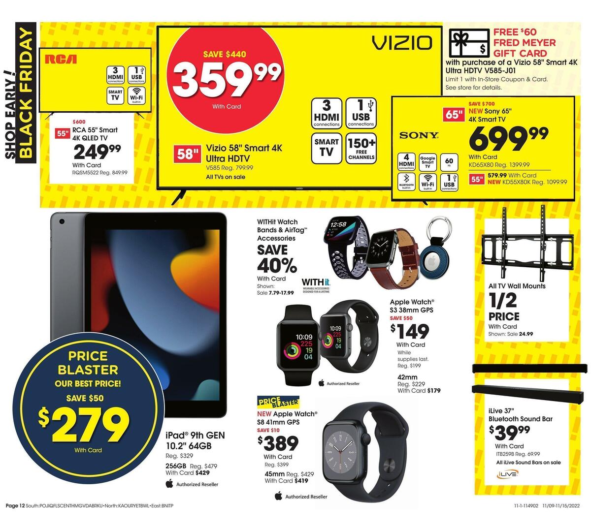 Fred Meyer General Merchandise Weekly Ad from November 9