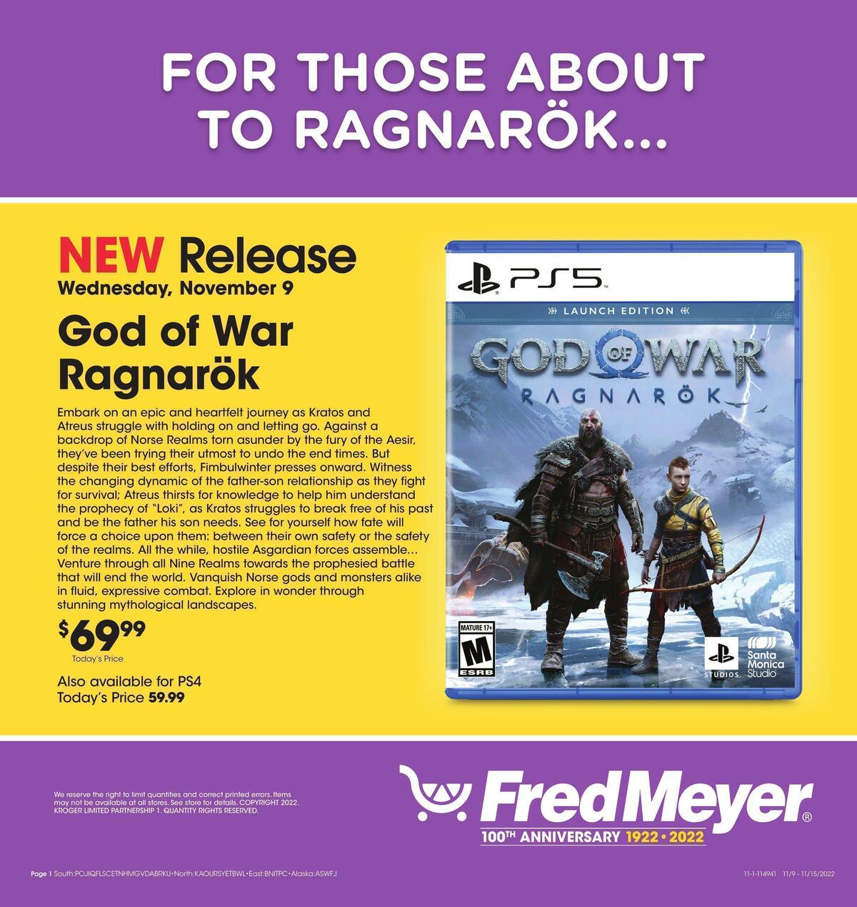 Fred Meyer New Release Weekly Ad from November 9