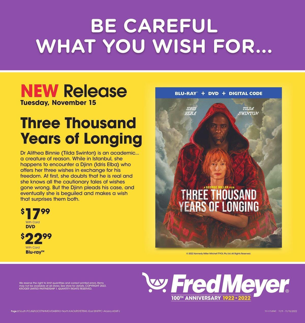Fred Meyer New Release Weekly Ad from November 9