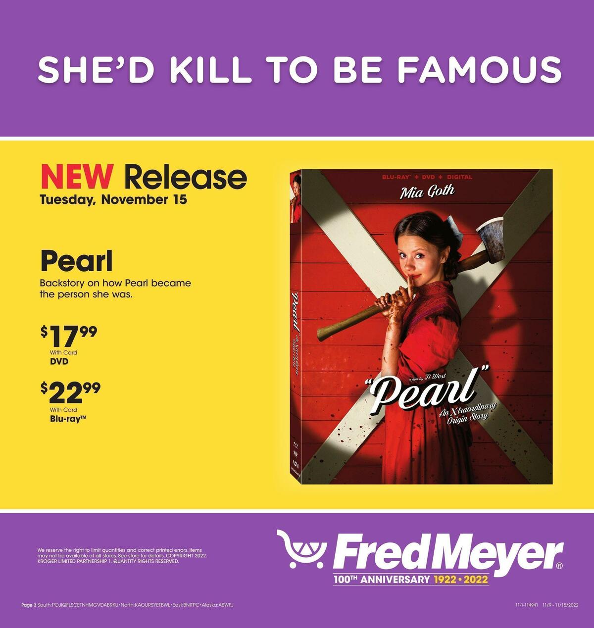 Fred Meyer New Release Weekly Ad from November 9