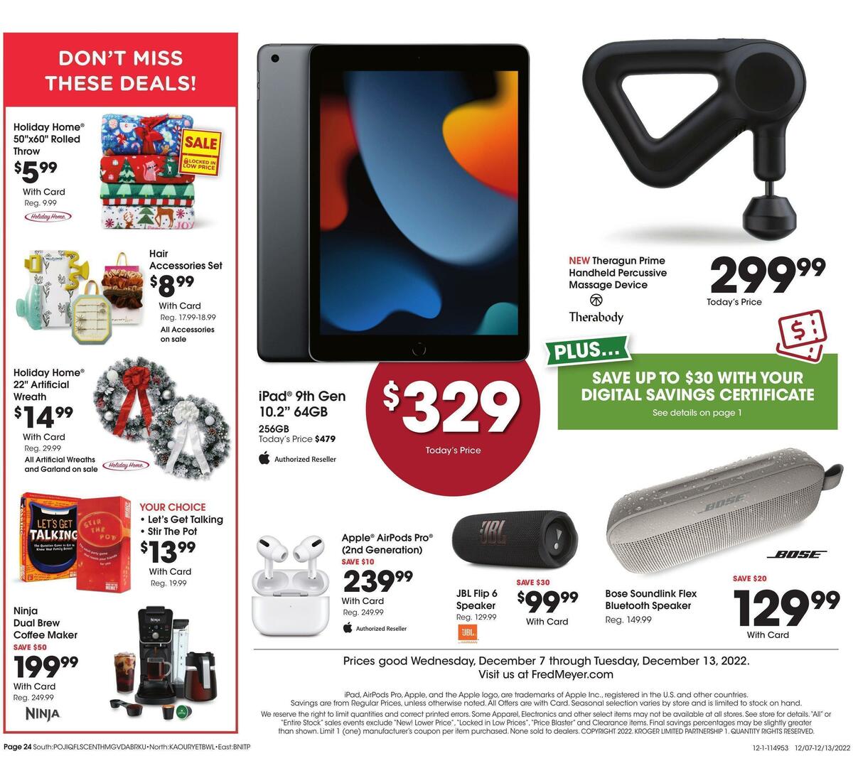 Fred Meyer General Merchandise Weekly Ad from December 7