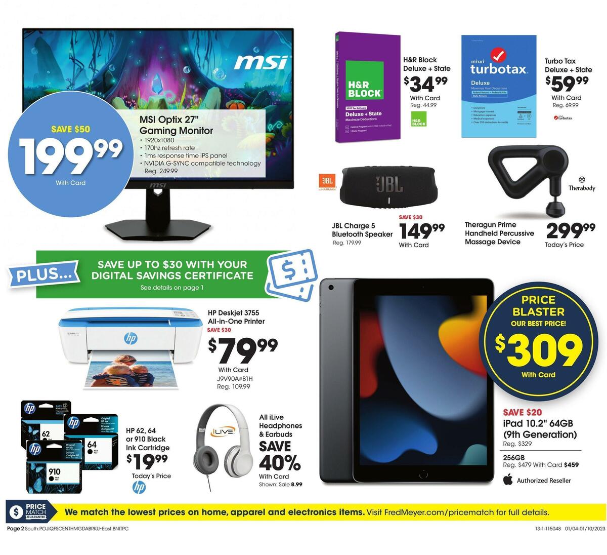 Fred Meyer General Merchandise Weekly Ad from January 4
