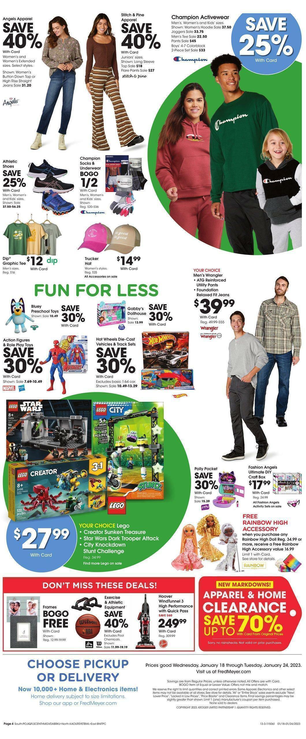 Fred Meyer General Merchandise Weekly Ad from January 18