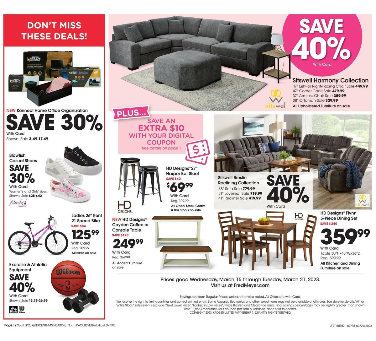 Fred Meyer General Merchandise Weekly Ad from March 15