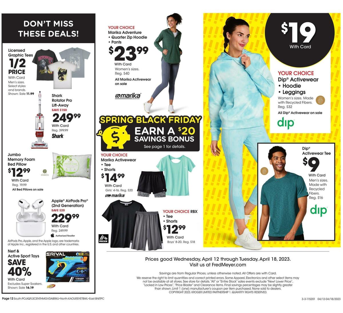 Fred Meyer General Merchandise Weekly Ad from April 12