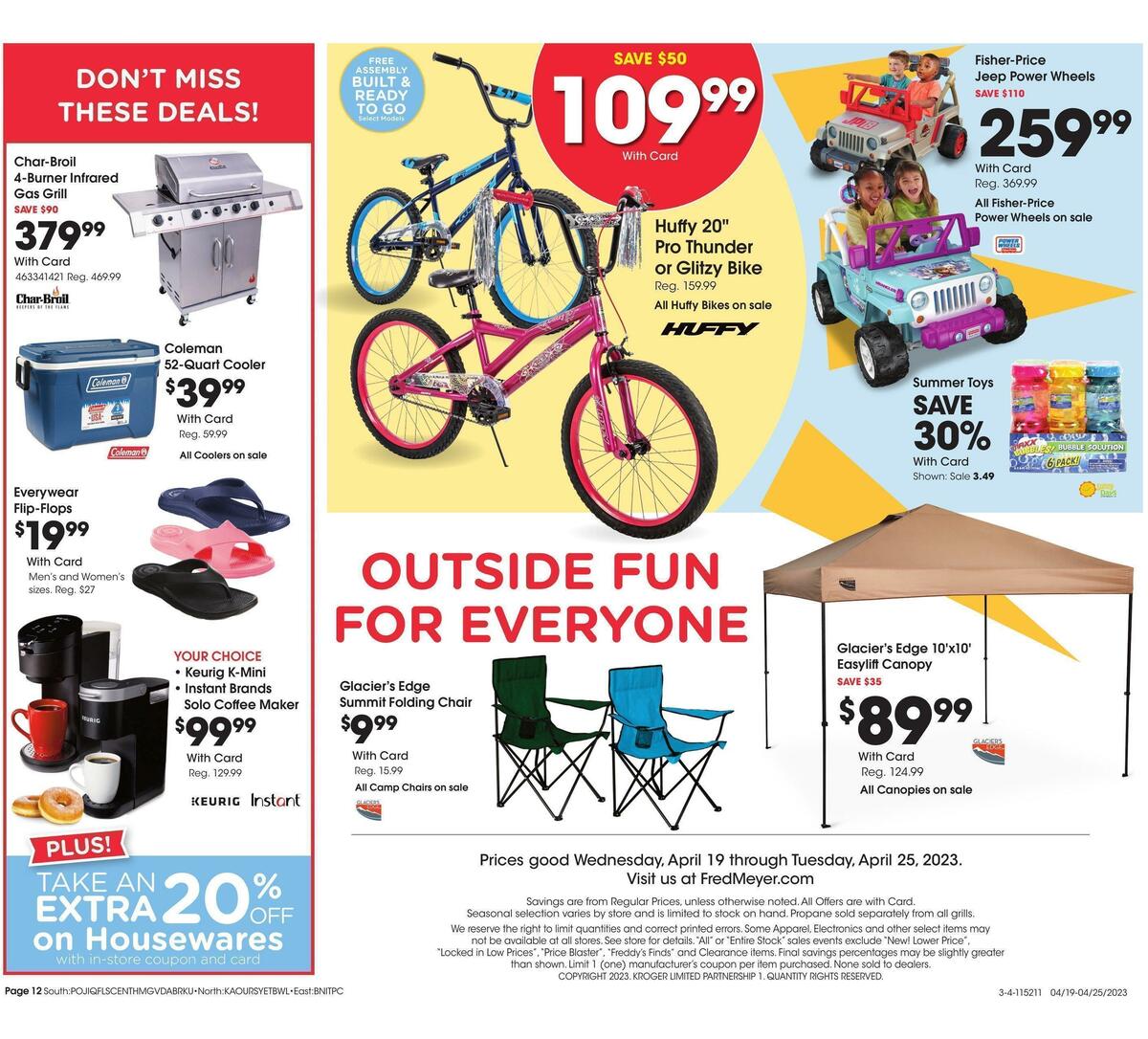 Fred Meyer General Merchandise Weekly Ad from April 19