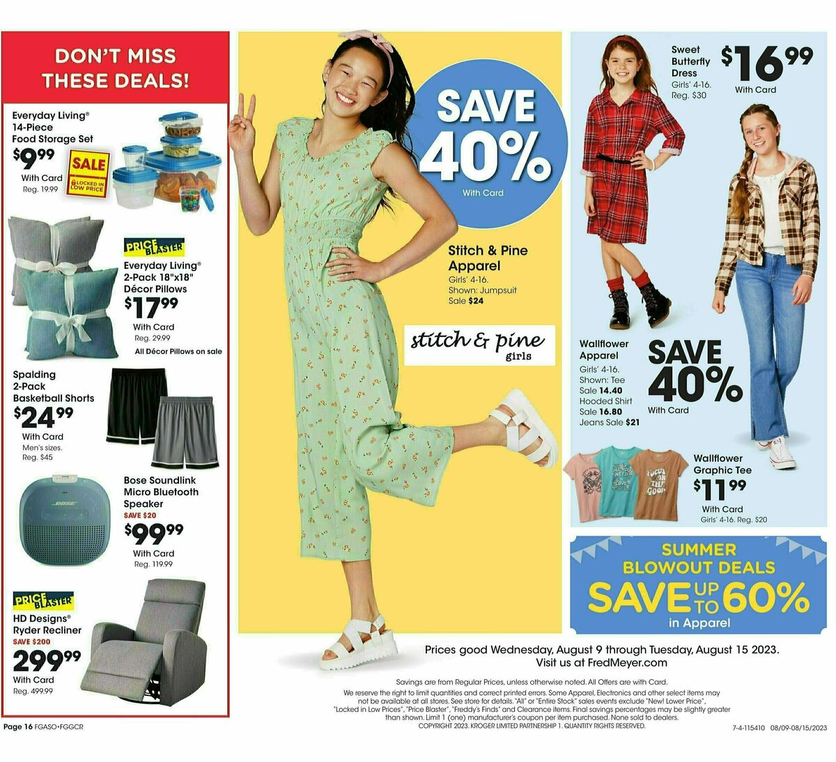 Fred Meyer General Merchandise Weekly Ad from August 9