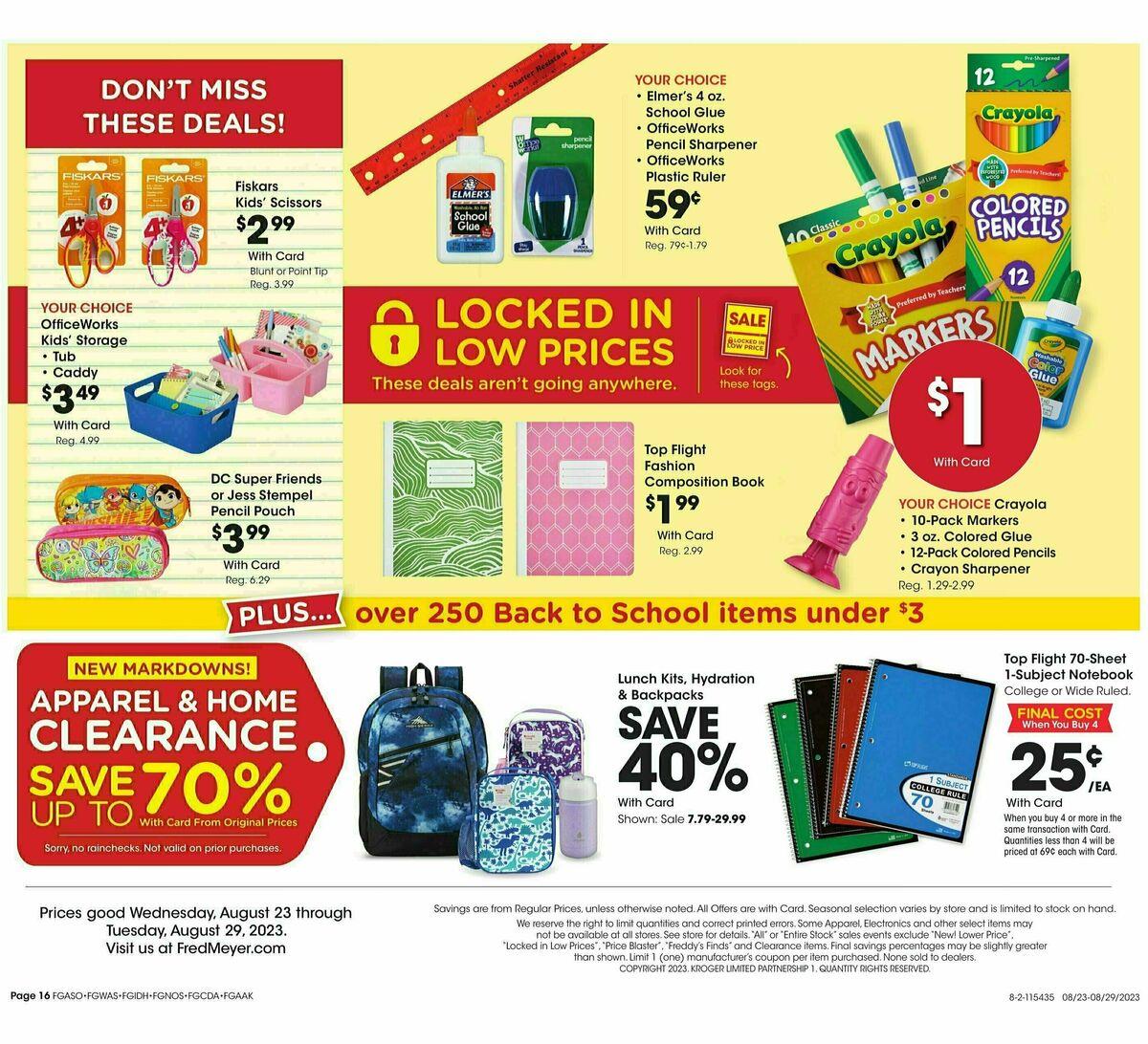 Fred Meyer General Merchandise Weekly Ad from August 23