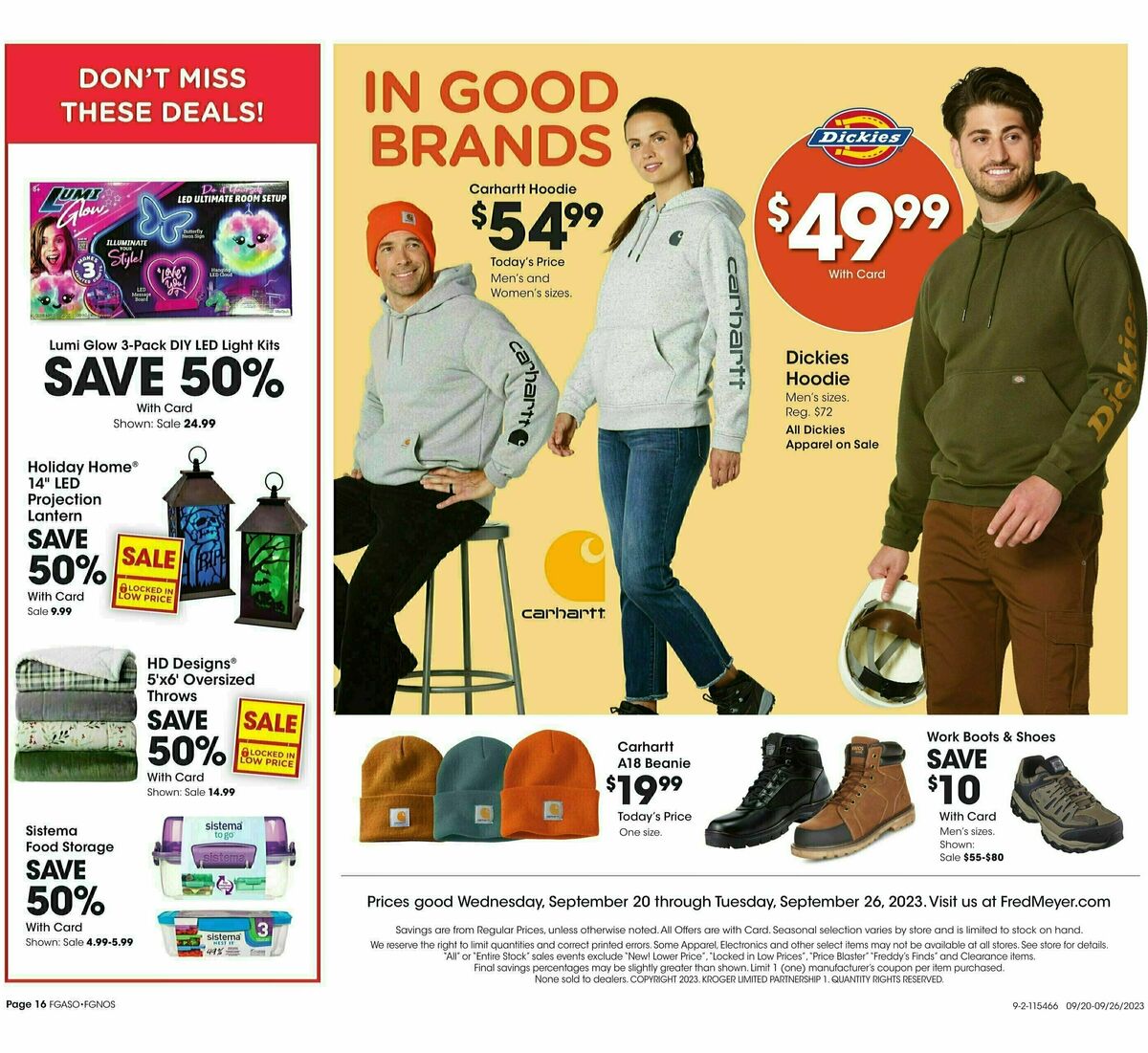 Fred Meyer General Merchandise Weekly Ad from September 20