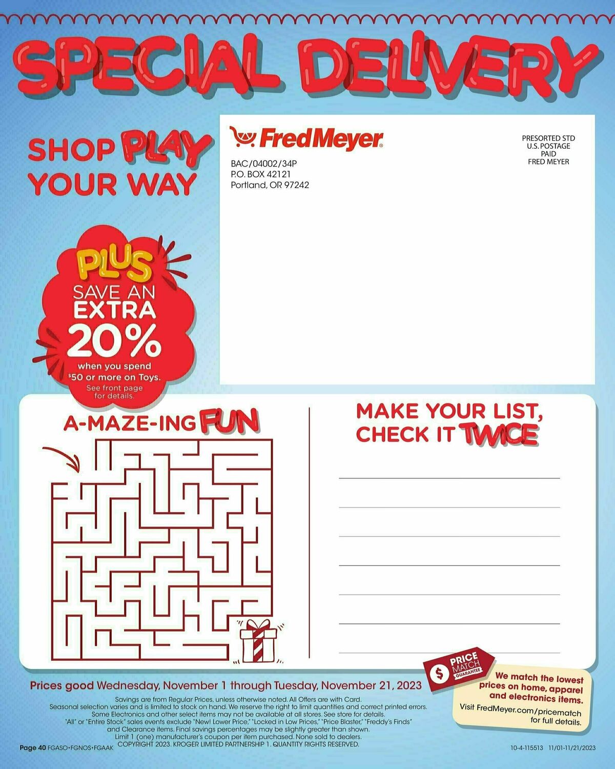 Fred Meyer Toy Book Weekly Ad from November 1