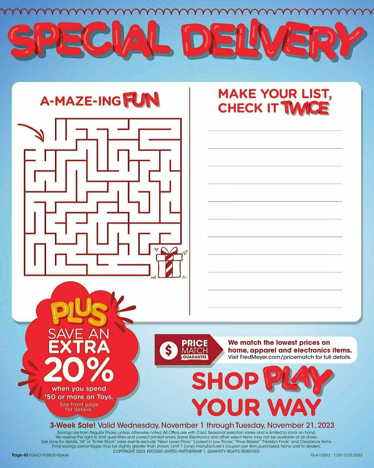 Fred Meyer Toy Book Weekly Ad from November 1