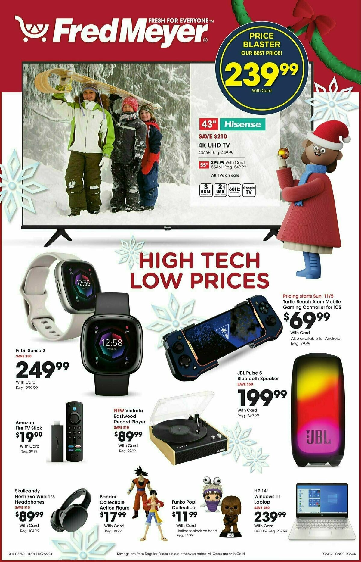 Fred Meyer HIGH TECH LOW PRICES Weekly Ad from November 1