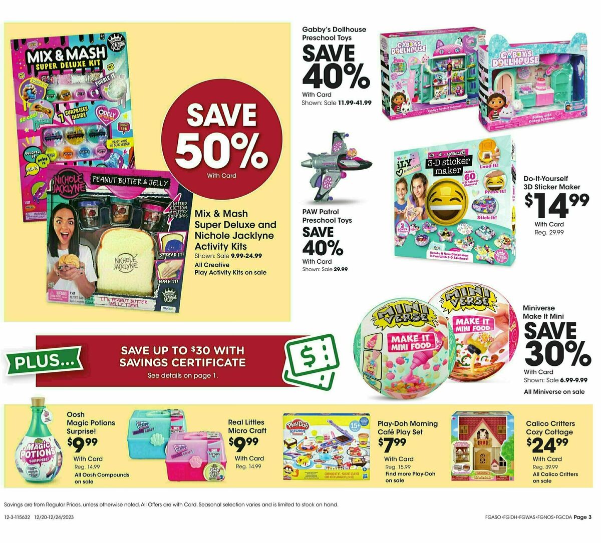 Fred Meyer General Merchandise Weekly Ad from December 20