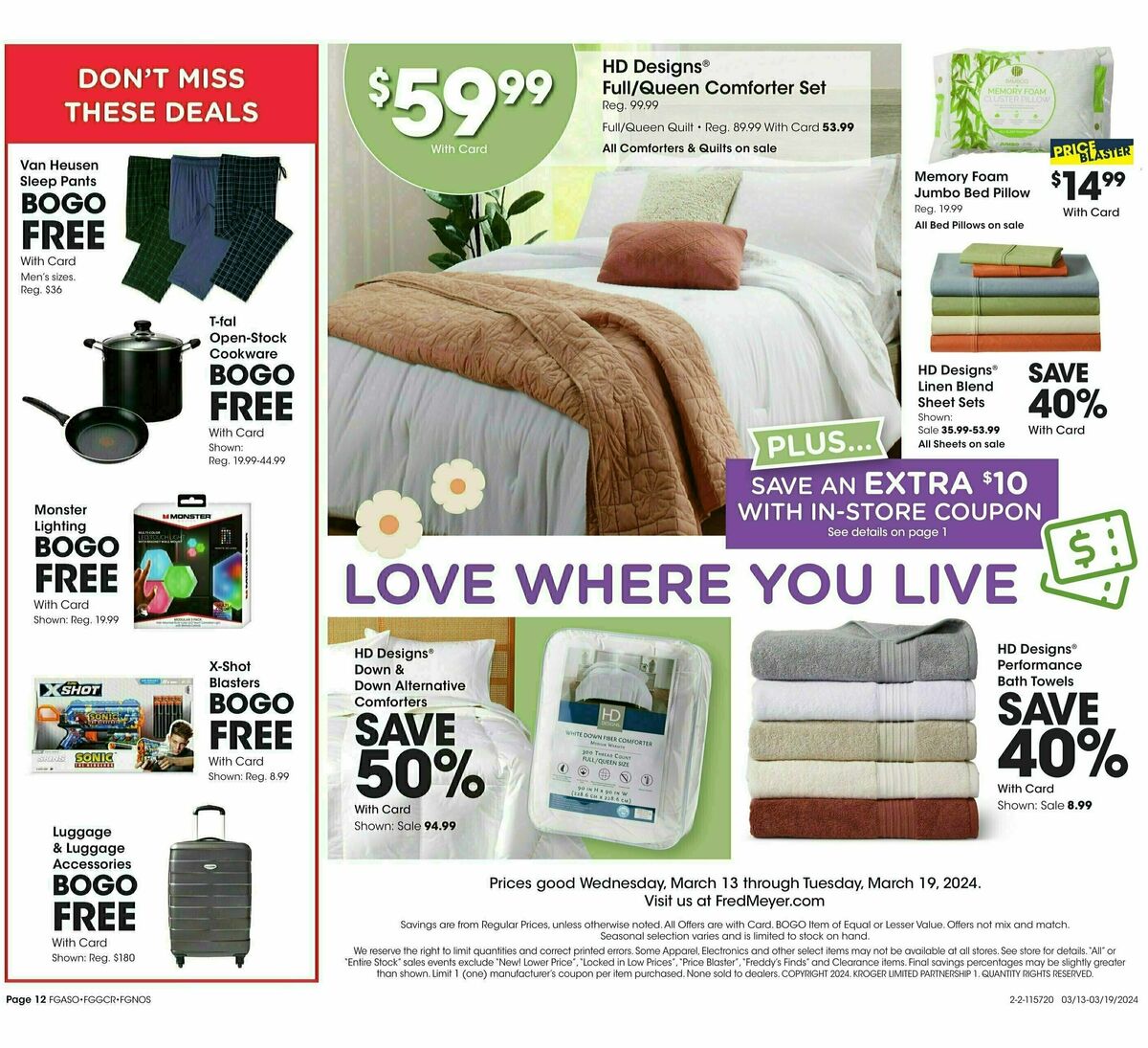 Fred Meyer General Merchandise Weekly Ad from March 13
