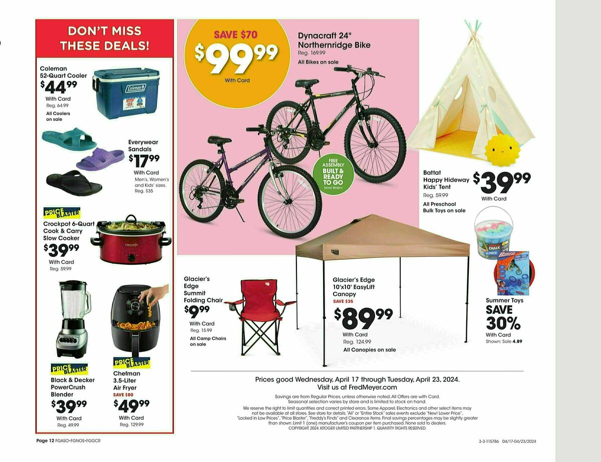 Fred Meyer General Merchandise Weekly Ad from April 17
