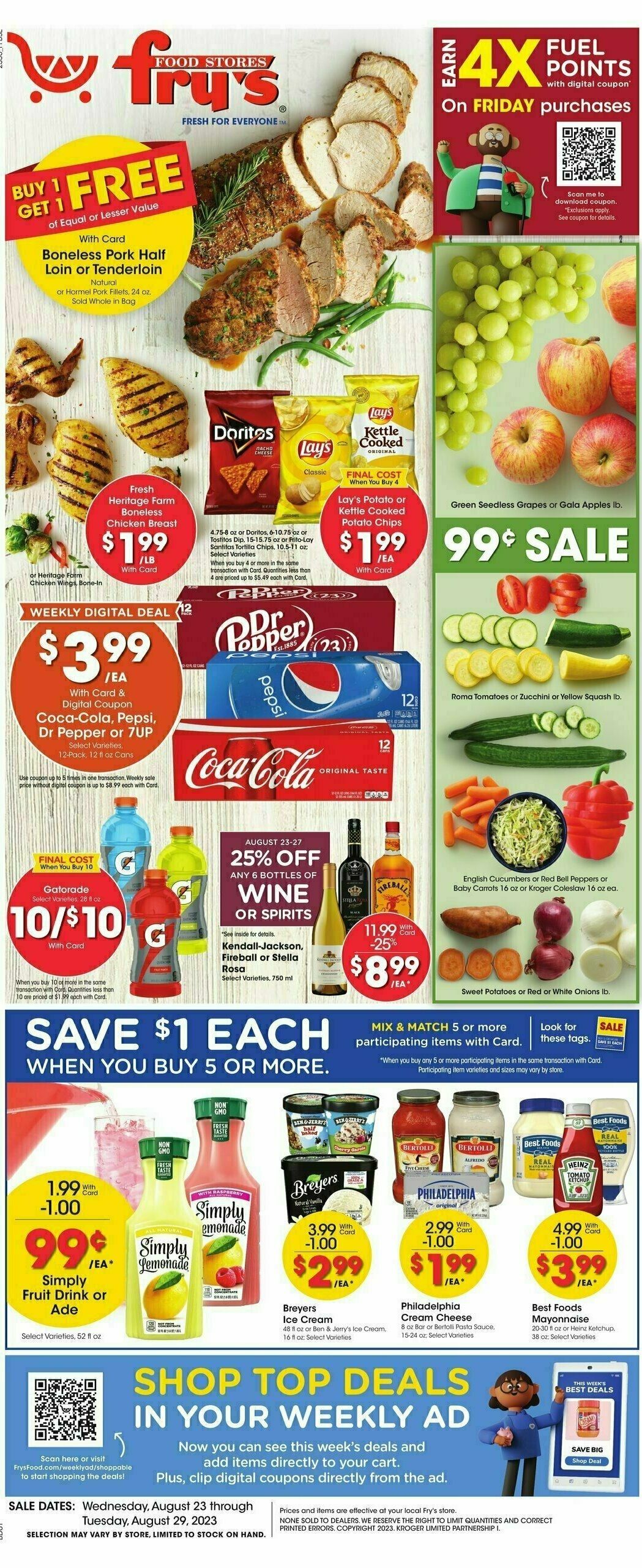 Fry's Food Weekly Ad from August 23