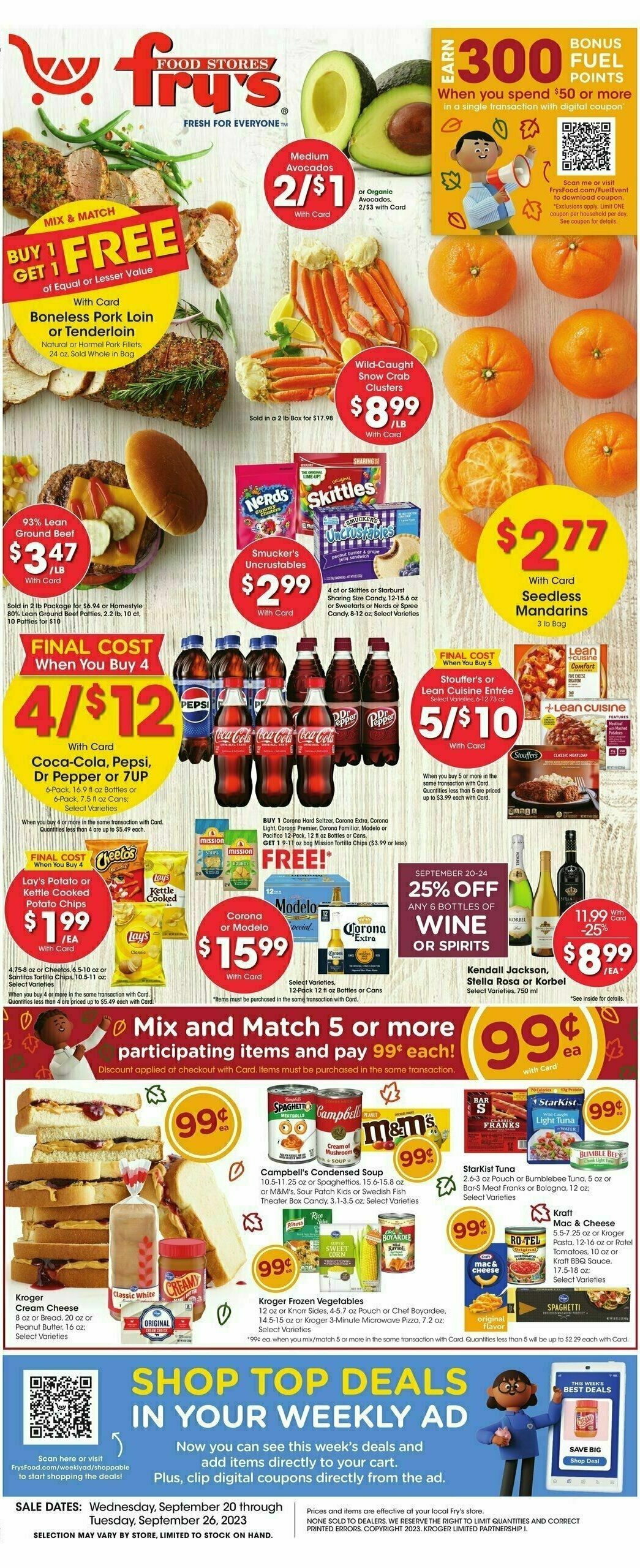 Fry's Food Weekly Ad from September 20