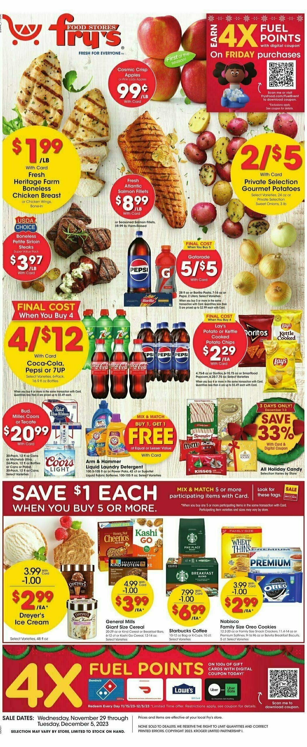 Fry's Food Weekly Ad from November 29