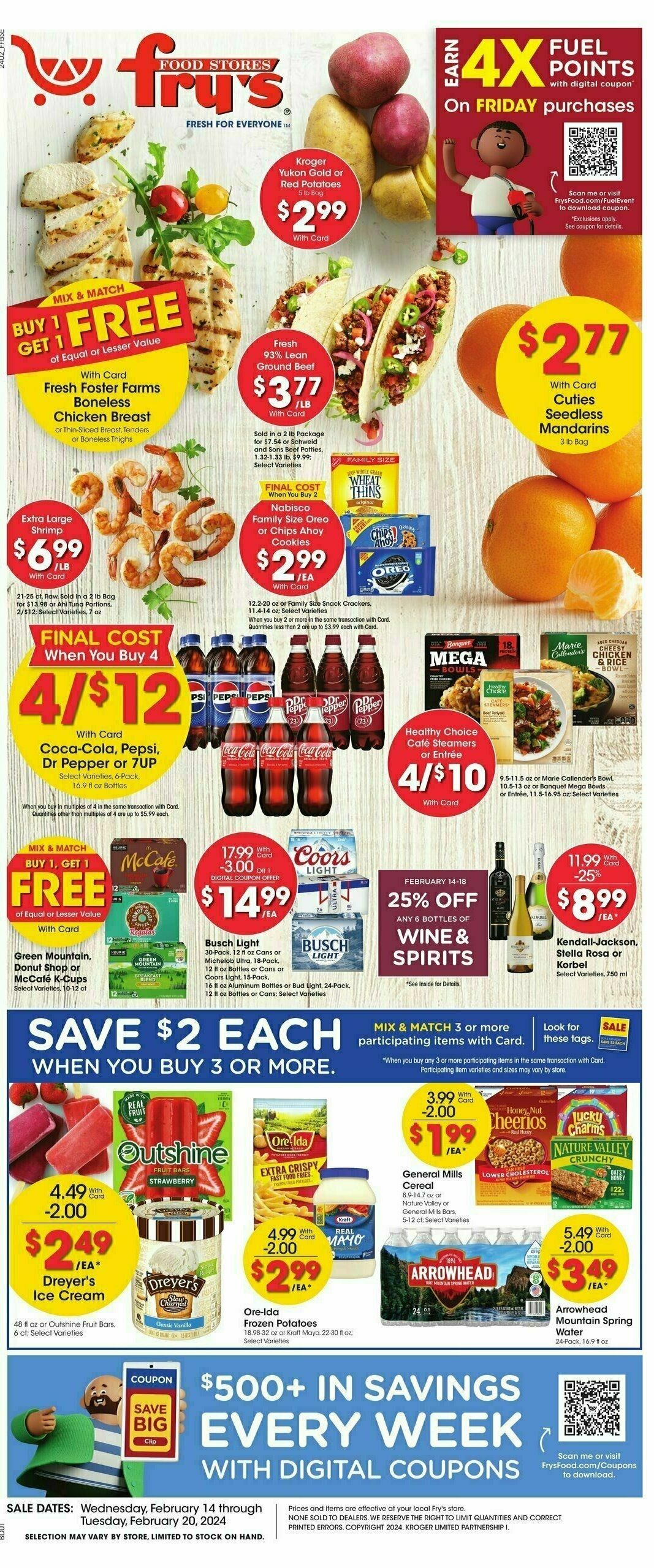 Fry's Food Weekly Ad from February 14