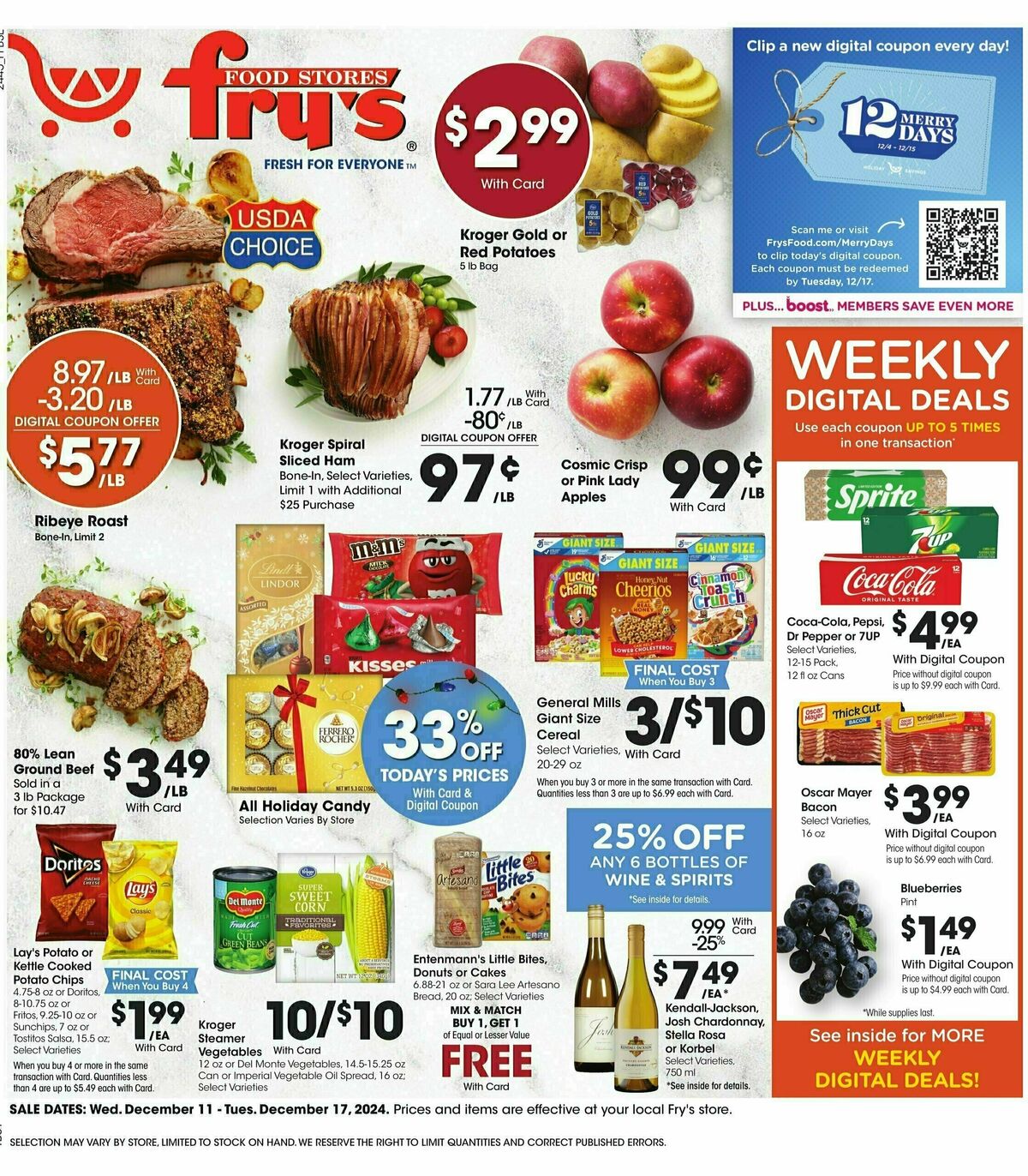 Fry's Food Weekly Ad from December 11