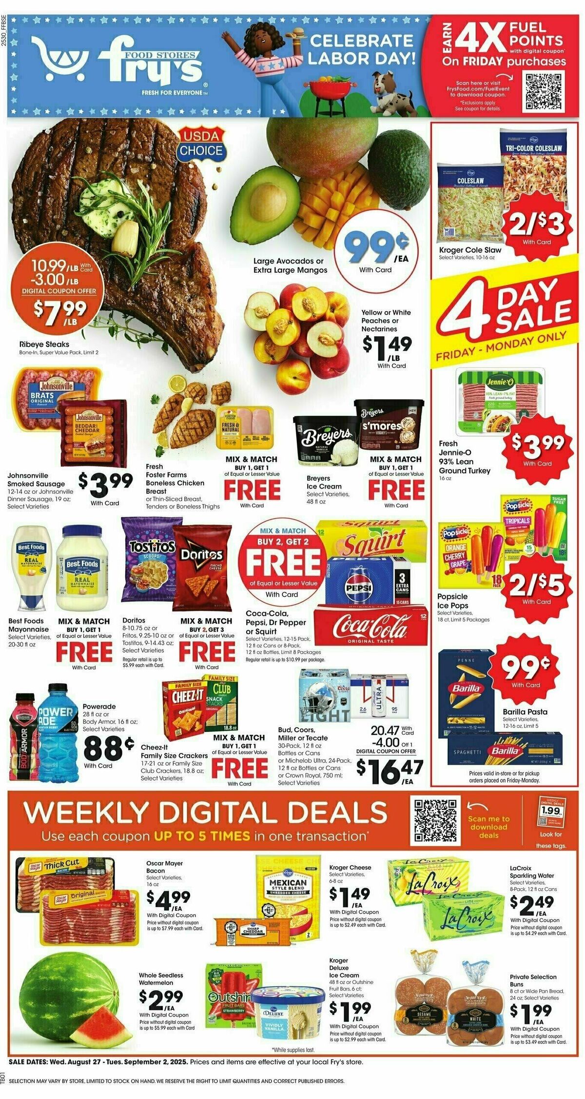 Fry's Food Weekly Ad from August 27