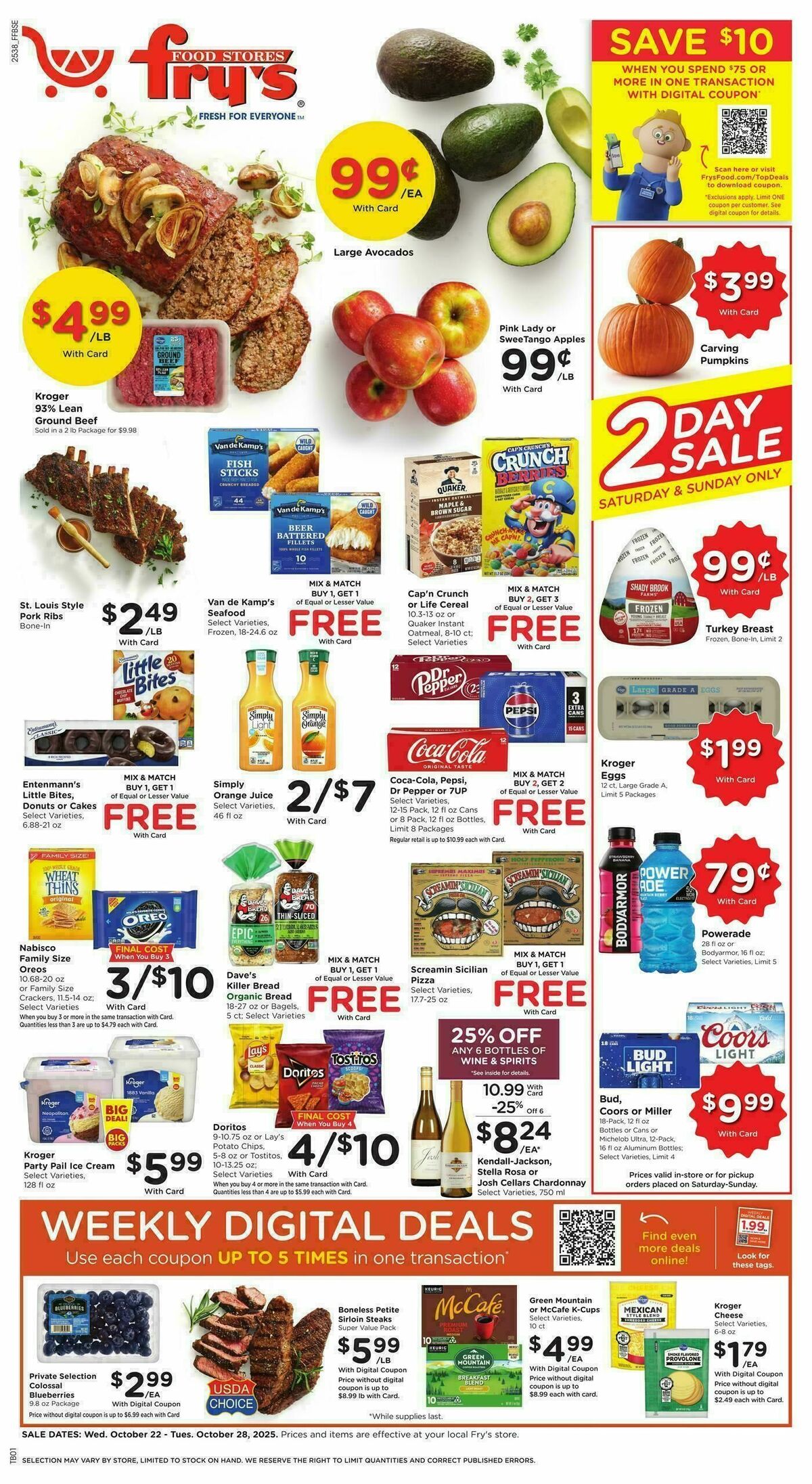 Fry's Food Weekly Ad from October 22