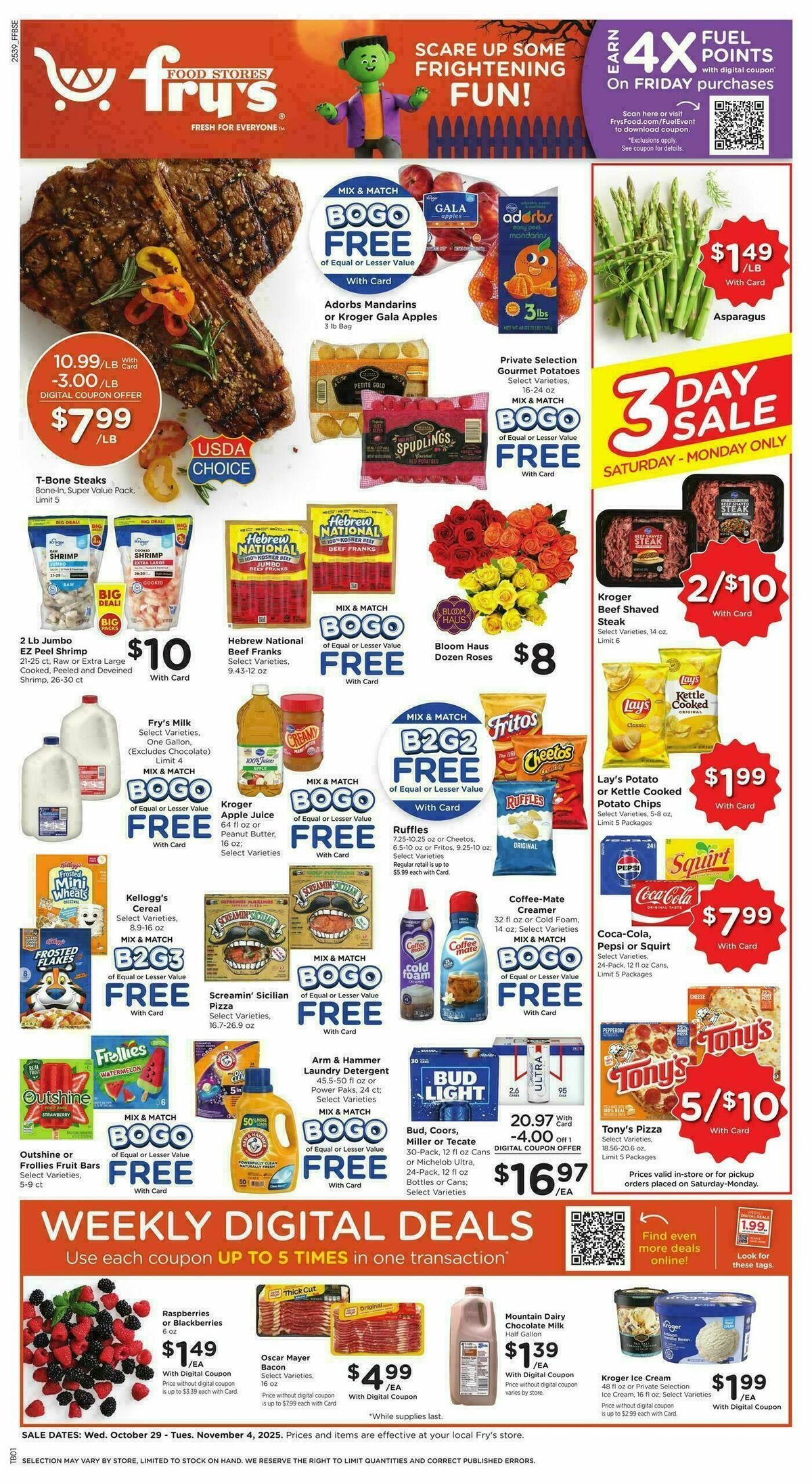Fry's Food Weekly Ad from October 29