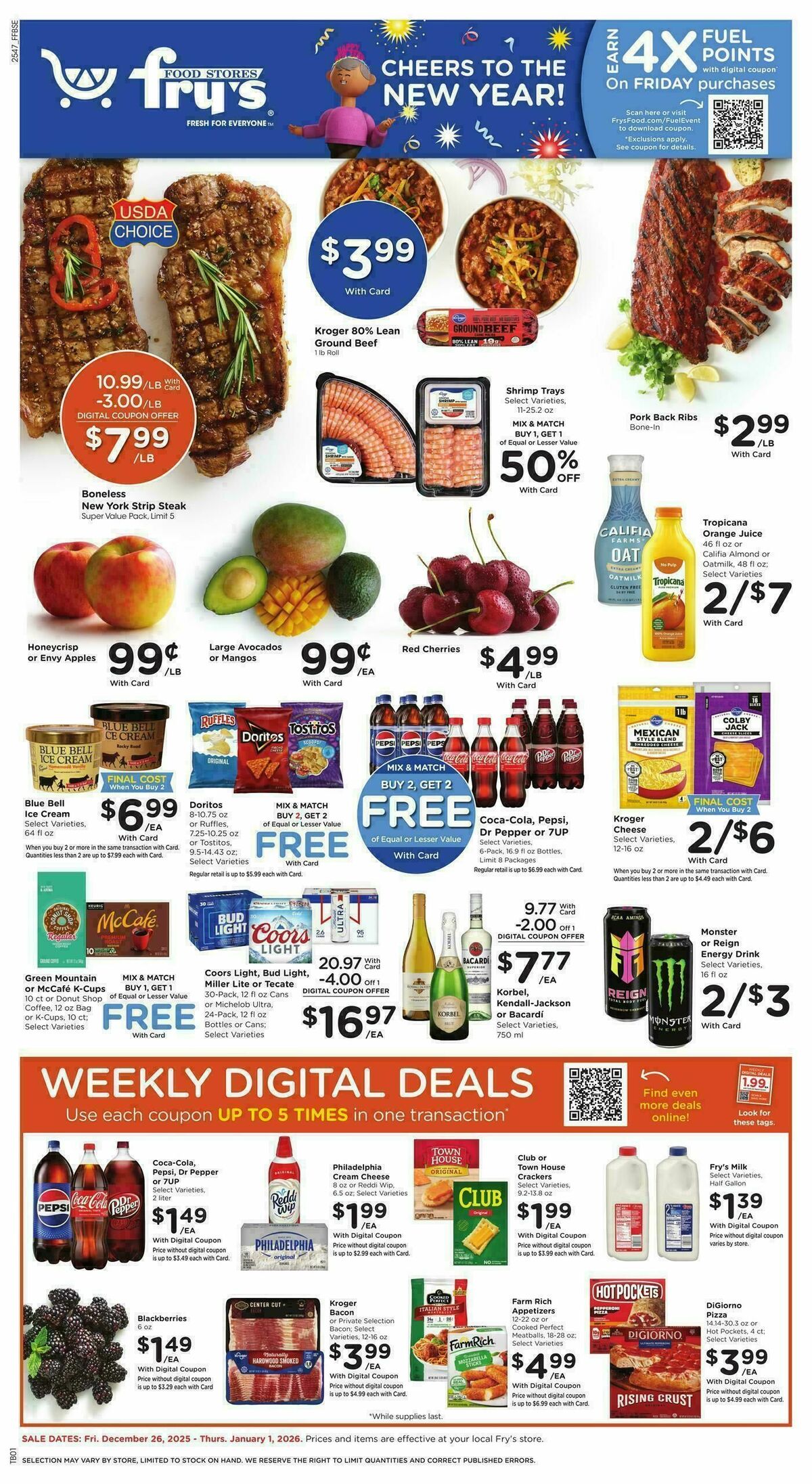 Fry's Food Weekly Ad from December 26