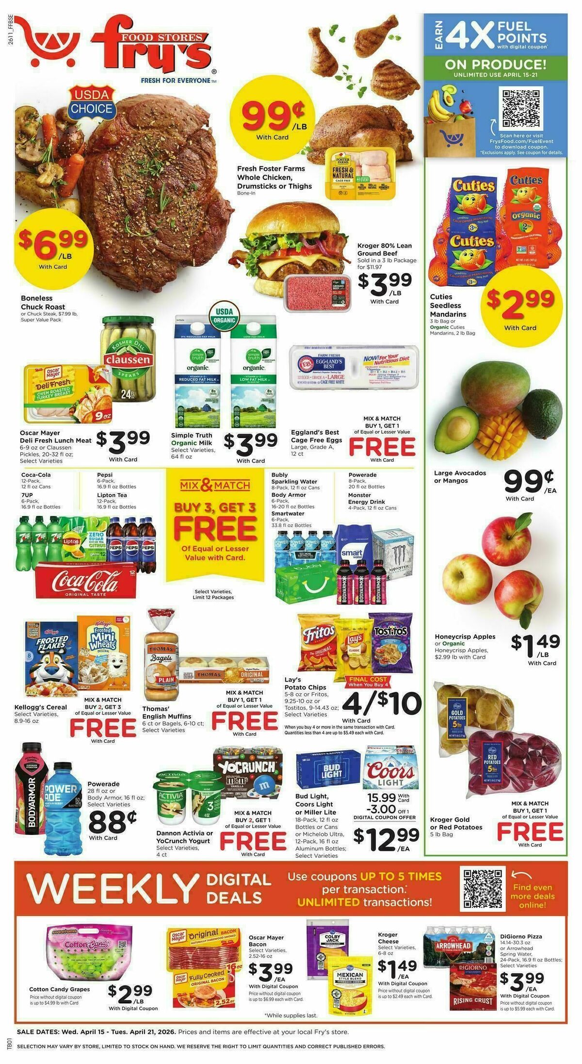 Fry's Food Weekly Ad from April 15