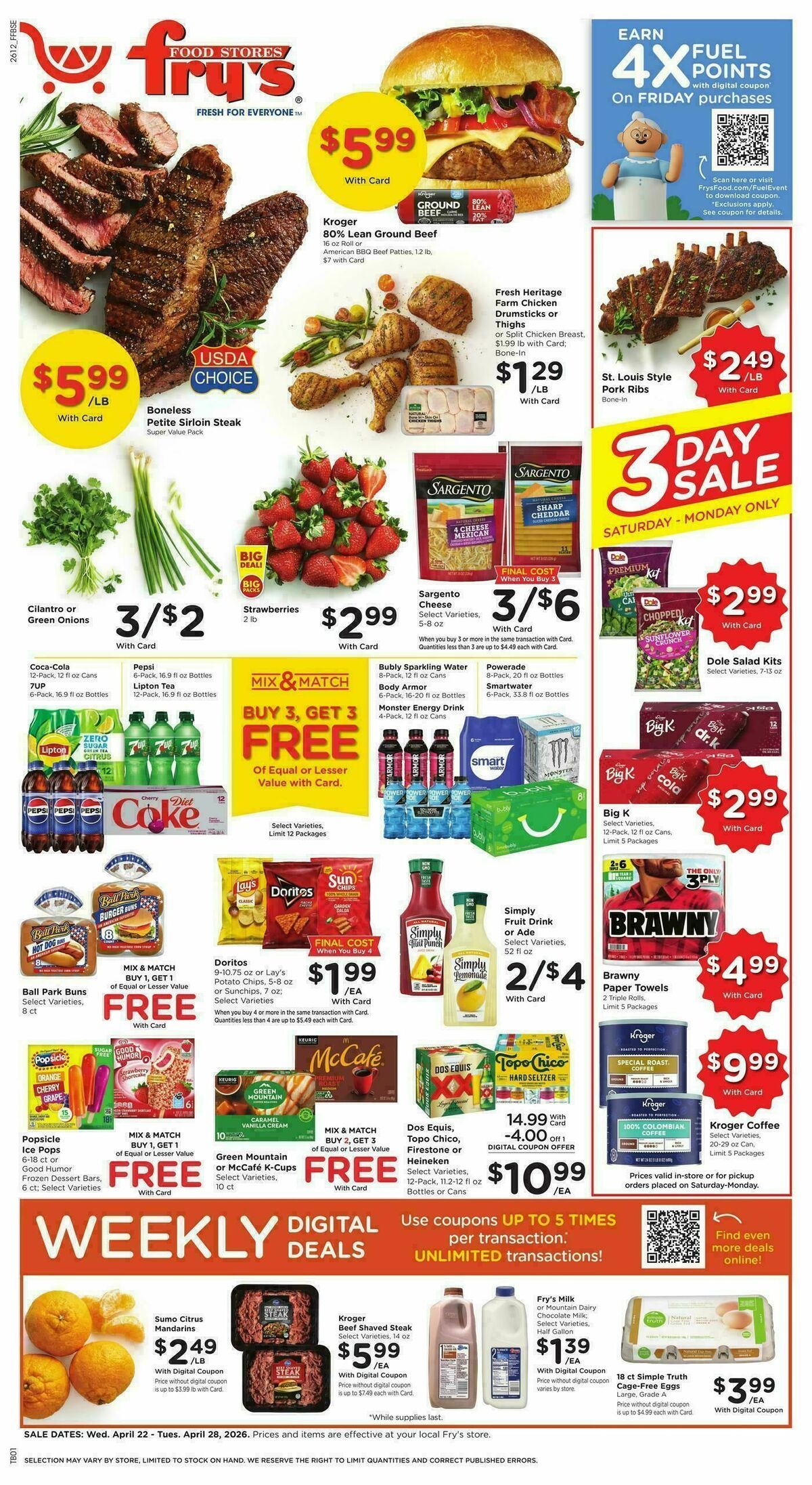 Fry's Food Weekly Ad from April 22