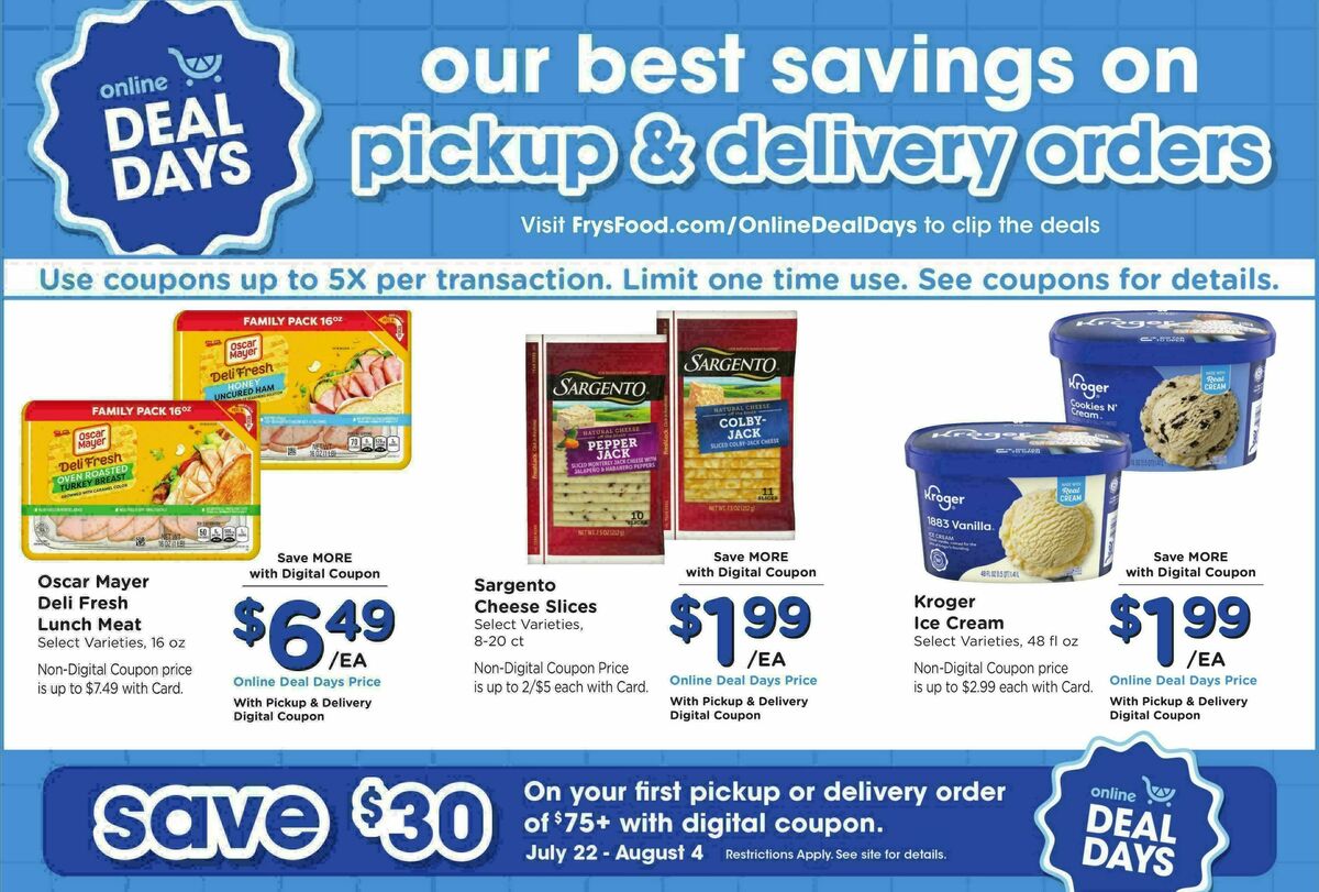 Fry's Food Weekly Ad from July 29