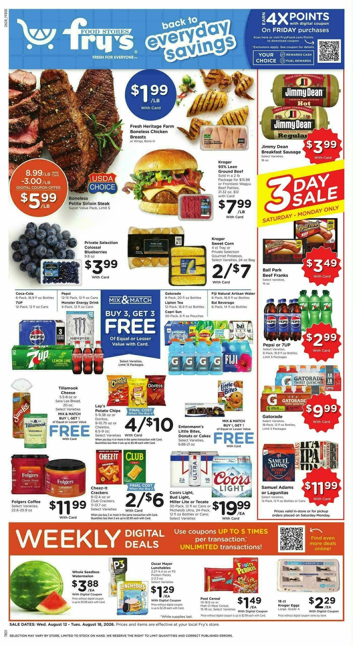 Fry's Food Weekly Ad from August 12