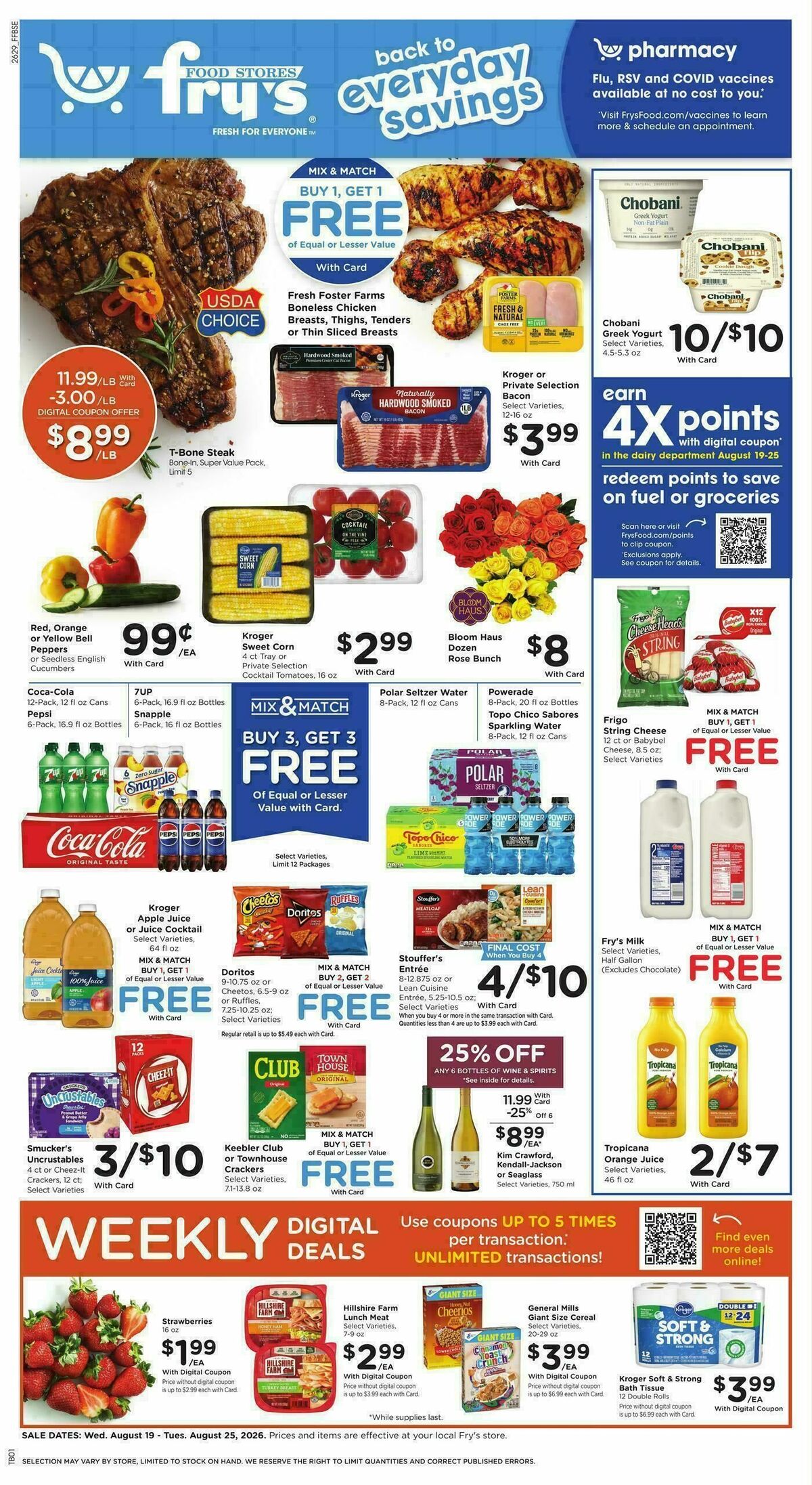 Fry's Food Weekly Ad from August 19