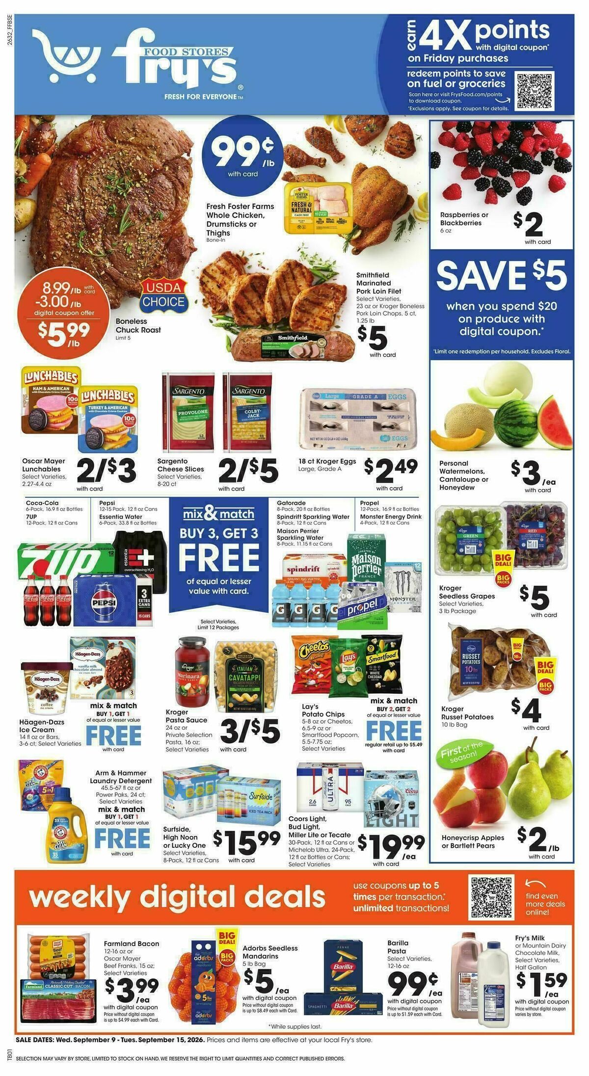 Fry's Food Weekly Ad from September 9