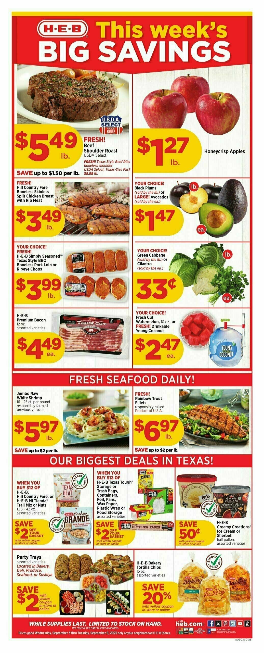 H-E-B Weekly Ad from September 3