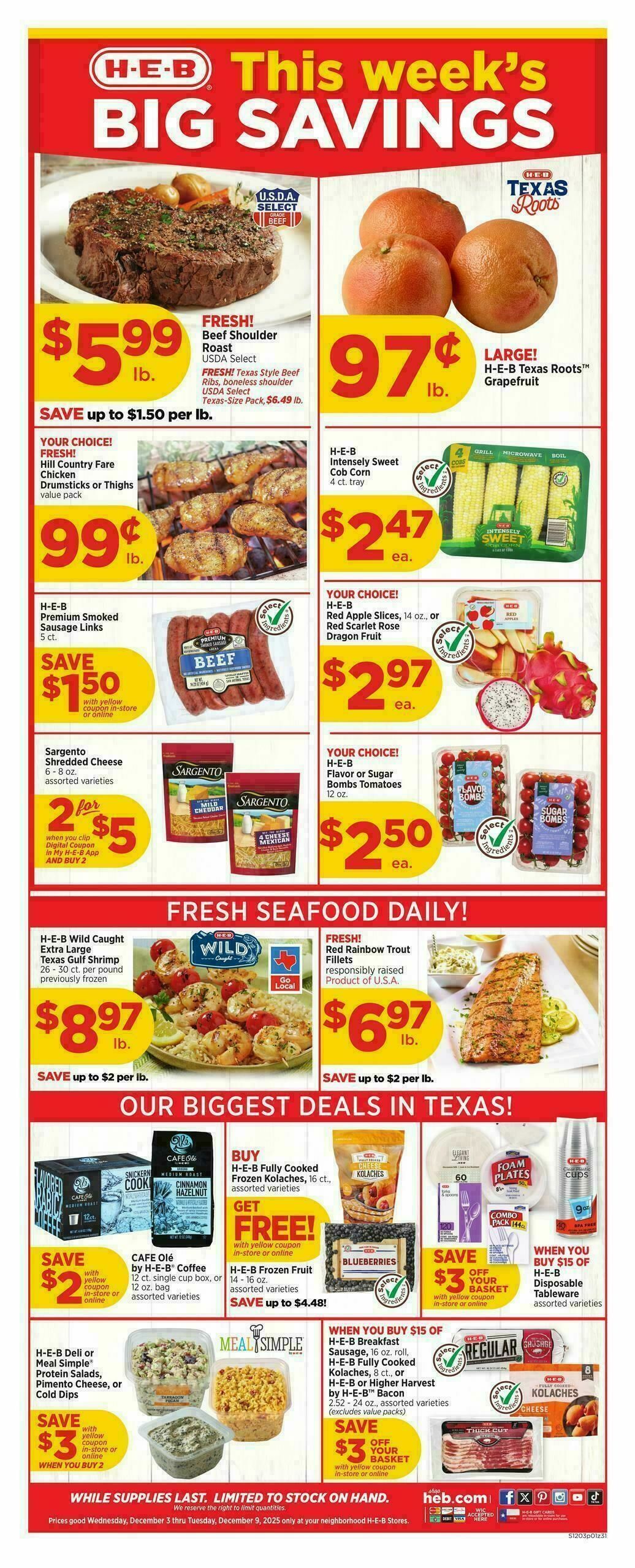 H-E-B Weekly Ad from December 3