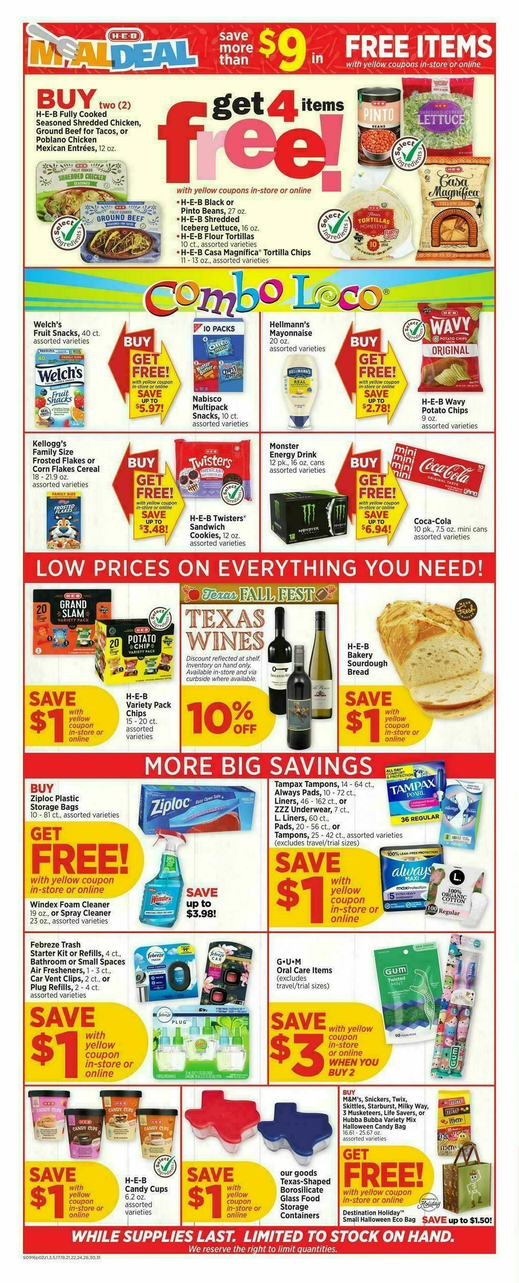 H-E-B Weekly Ad from September 16