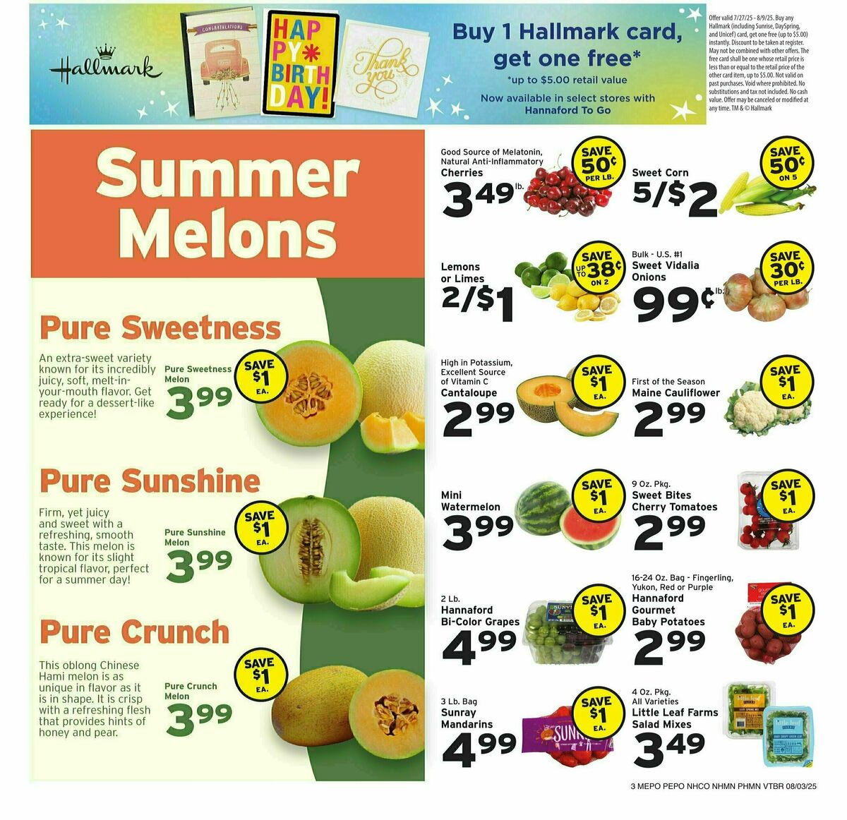 Hannaford Weekly Ad from August 3