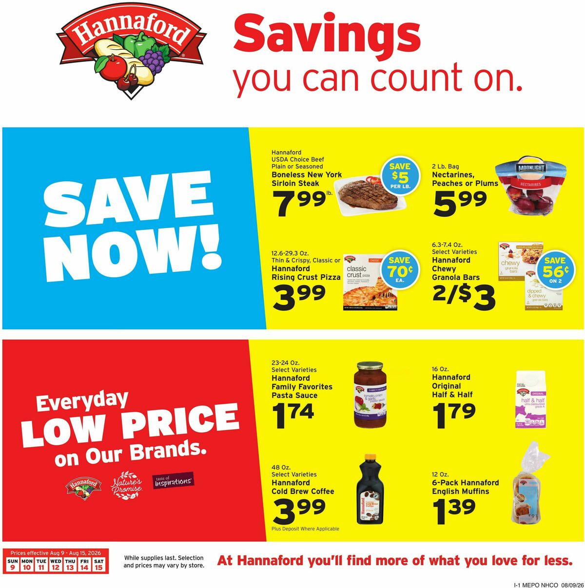 Hannaford Weekly Ad from August 9
