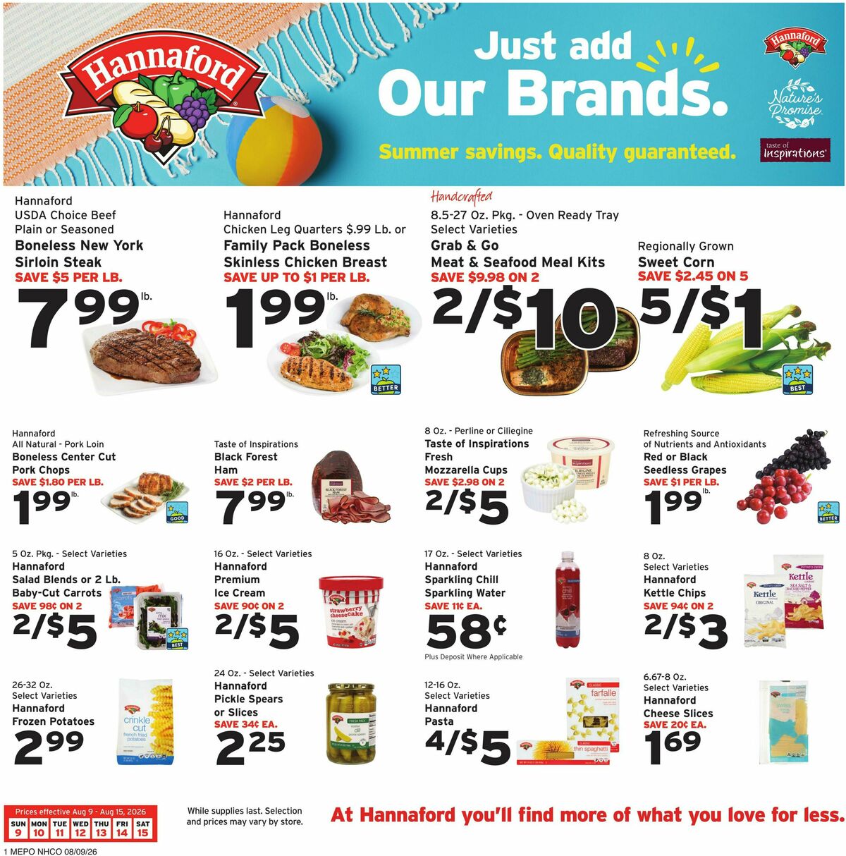 Hannaford Weekly Ad from August 9