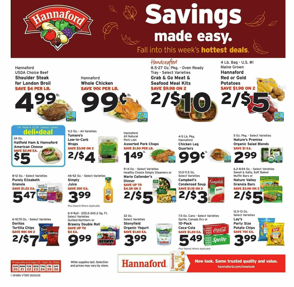 Hannaford Weekly Ad from September 20